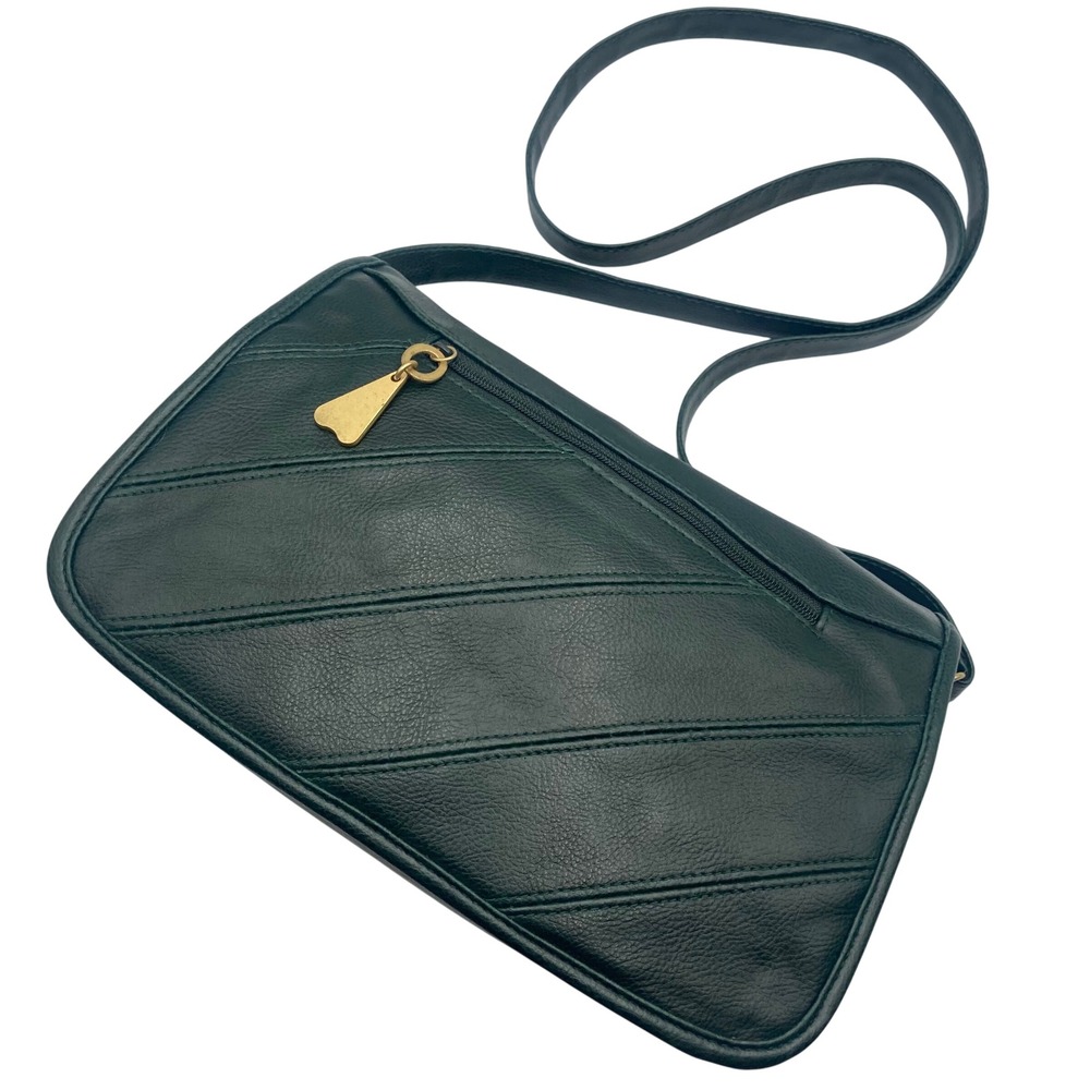 Vintage GITANO ACCESSORIES Green Faux Leather Crossbody Bag